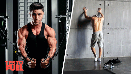 Athletes training in the gym using cable machines and free weights