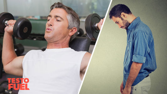 Man exercising and man sad