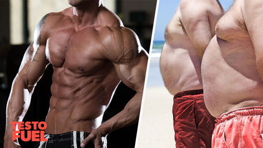 Different men, some overweight and fat and another is an athlete with a great body