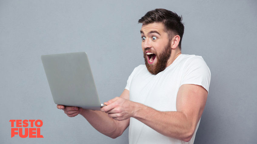 Man with High Testosterone Watching Laptop