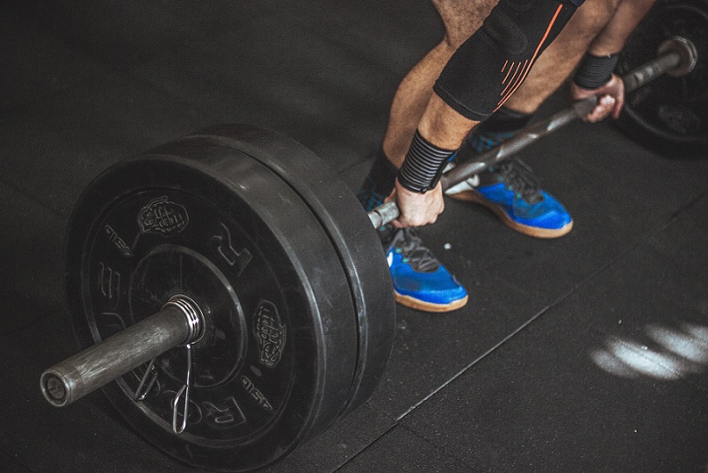 Man performing deadlift